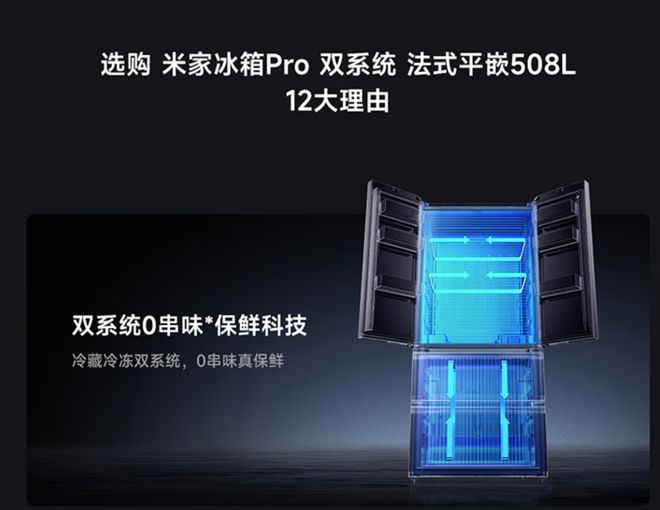 容量搭载HyperOS冷却无霜。小米发布米家冰箱Pro508L大(图2)